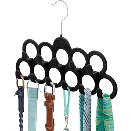 Sammetsscarfshängare, Scarforganisatör, Scarfshållare med 11 öglor och krokar för sjalar, scarves, slipsar, bälten eller andra accessoarer, 2-pack (