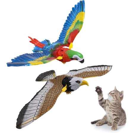 2 Styk Flyvende Fugl Kattelegetøj Simuleret Fugl Interaktivt Kattelegetøj Elektronisk Lyd Fugle Legetøj Elektrisk