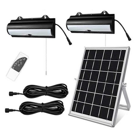 Dobbelthodet Solcelle Pendellampe Utendørs Vanntett Hage Bevegelsessensor LED Dimbar Fjernkontroll Ledning So