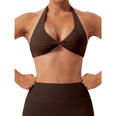 Naisten treeniurheiluliivit, selästä avoin halterneck-liivi