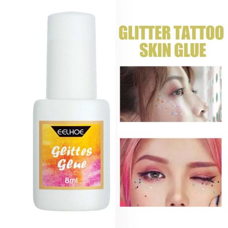 8 ml Glitter Tattoo Hudlim Kosmetisk Ansigtsglans Makeup Hårgel til Julekostume Karnevalsarrangementer