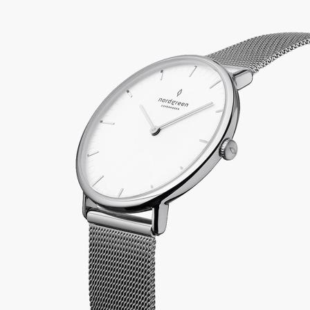 Nordgreen Slim Watches for Men - Silver Case - Biała Tarcza - Srebrna Bransoletka