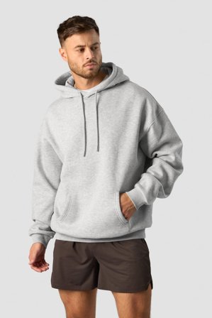 Everyday Relaxed Hoodie Center Logo Men Light Grey Melange