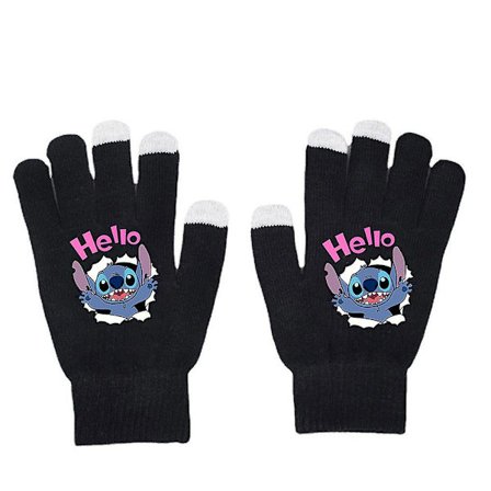Unisex Lilo & Stitch Full Finger Handsker Varm vinterstrikket handske vanter Gaver