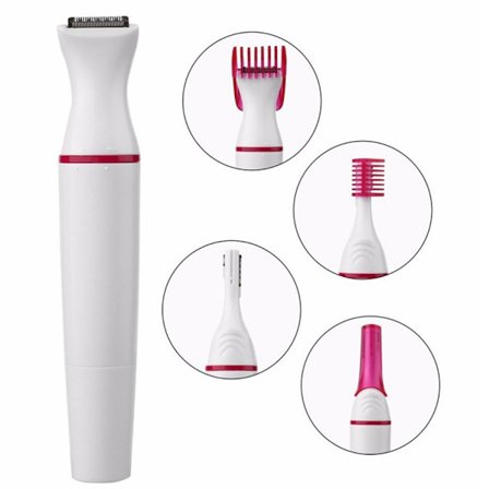 5 i 1 Elektrisk Skraber til Kvinder, Kvinders Ansigtshårfjerner til Ansigt, Hav, Næse, Læbe og Kinder, Kvinders Øjenbrynstrimmer, Næse- og Øretrimmer