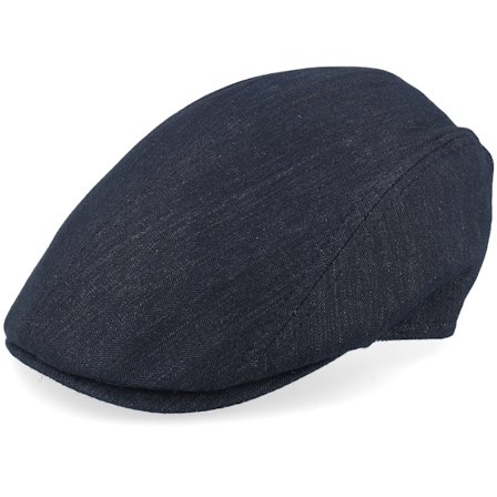 MJM Hats - Blauw flatcap Cap - Daffy Linen/Cotton Mix Blue Herringbone Flat Cap @ Hatstore