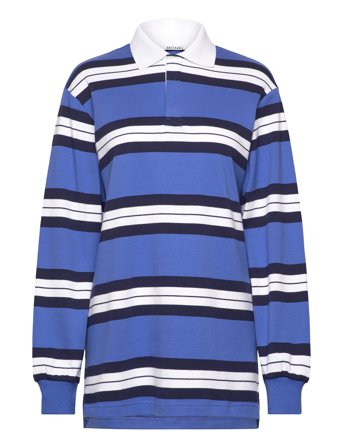 Monki Long-Sleeved Rugby Mini Dress - Blue - M