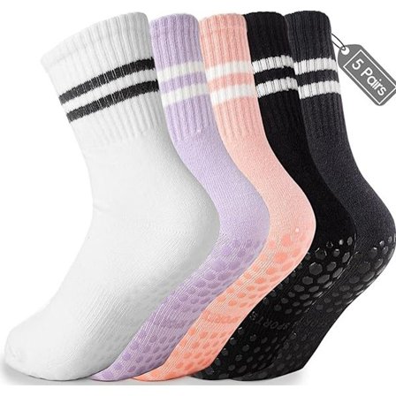 Par - Sokker - Dame Høj Pilates Skridsikre Sokker - Yoga Pilates Sokker m/ Grip - Non