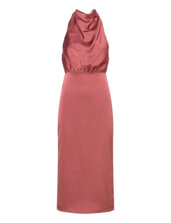 Solange Open Back Halterneck Midi Dress Pink Malina
