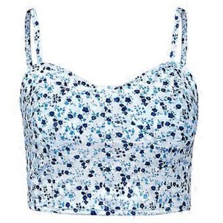 Hjerte Hals Tanktoppe Ærmeløs Y2k Cropped Toppe Spaghetti Stropper Lavt Skåret Kort Cami Blomstrede Skjorter Streetwear til Pige Navy Blå M(M Navy Blå