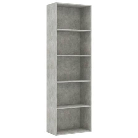 Vidaxl Bokhylla 5 Hyllor Betonggrå 60x30x189 Cm Konstruerat Trä Grå