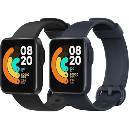 2-pack Remsband Kompatibel med Xiaomi Mi Watch Lite/Redmi Watch, Mjuk Silikon Ersättnings Sportband Armband - Svart/Blå