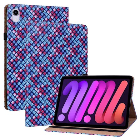 iPad Mini 2024/2021 Fodral Vävd Textur Blå/Rosa
