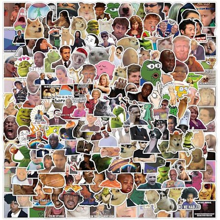 200 stk morsomme meme-klistremerker for voksne, søte trendy memes vanntette klistremerker for bærbar PC, iPhone, vannflasker, datamaskin, DIY-dekor 