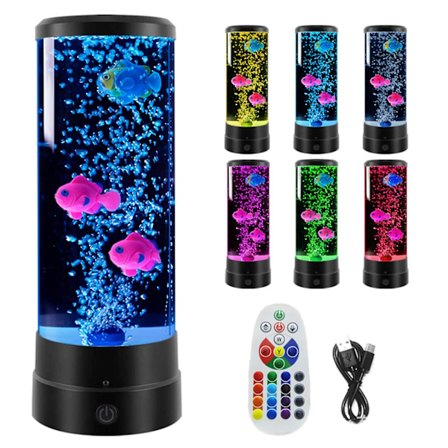 Jellyfish-lampe med 16 farveskiftende effekter - natlampe (BK)