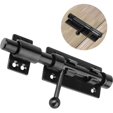 Kraftig skyvedørslås 15 cm, 160 mm rustfritt stål matt svart skyvelås dørlås