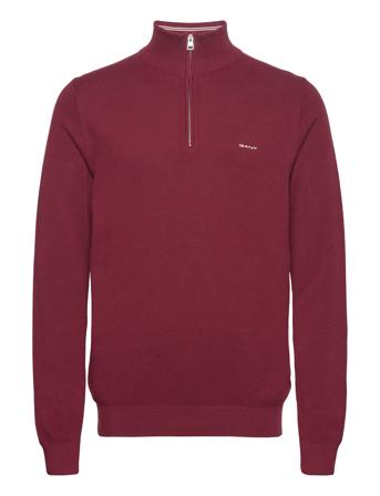 Cotton Pique Halfzip Knitwear Half Zip Pullover Burgunder GANT*Betinget Tilbud