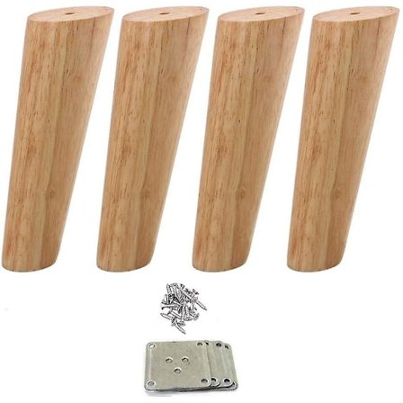 4 stk. Møbelføtter i tre, koniske sofaben, møbelben i massivt tre, 15 cm