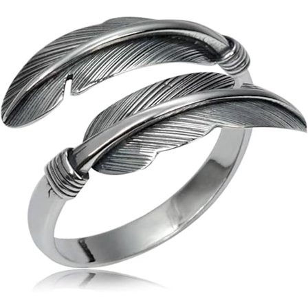 Dam Öppen Fjäderring, Justerbar S925 Sterling Silver Twist Spiral Wrap Punk Gotisk Ring Smycken för Kvinnor