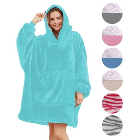 Hoodie Blanket Oversized Soft Sherpa Fleece Extra Long Giant Wearable Sweatshirt