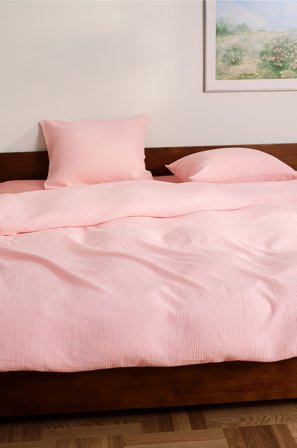 Jotex - Dynetrekksett i Musselin Dobbeltseng Lys rosa - AMILIA - Kjøp Dobbeltseng hos Jotex