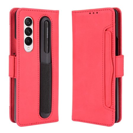 Modern-styled Leather Wallet Suojakotelo For Samsung Galaxy Z Fold3 5G - Punainen