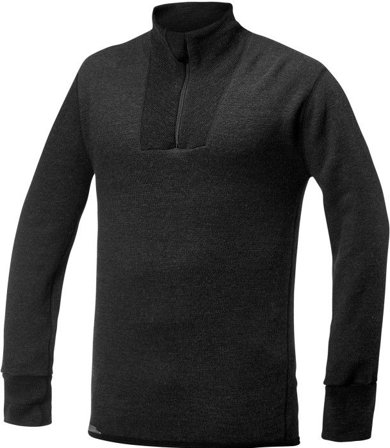 Woolpower Zip Turtleneck 400 poolopaita, unisex, musta