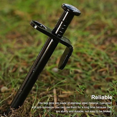 Pakke med 4 teltplugger utendørs baldakinplugger backpacking spiss spiss rundt hull bakke presenningsnåler festetilbehør 30 cm