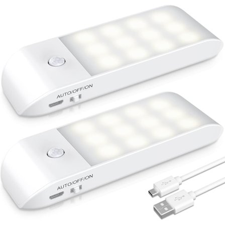 LED-yövalo, ladattava yövalo, liiketunnistimella varustettu yövalo, jossa magneettinen kiinnitysliuska [2 kpl]. 3 tilaa Auto/On/Off yövalo