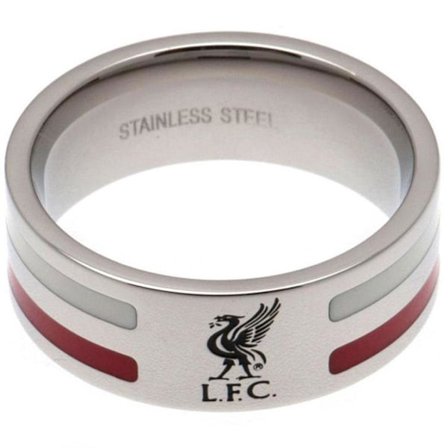 Liverpool FC Färg Stripe Ring Stor Silver/Röd/Vit