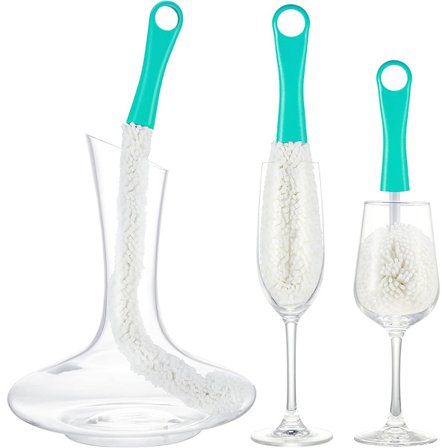 3 st Dekanter Rengöringsborste Vinglas Dekanter Flexibel Flaskborste Set för Flaskor Bägare Glas Koppar (Grön)