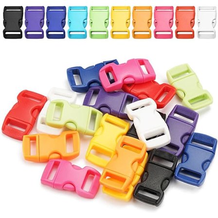 50 Stykker Plastspenner, 25mm Plastspenner, Fargede Båndspenner, Spenner for Remmer, Minispenner for Tau, Hundehalsbånd, Paracordarmbånd_jarx