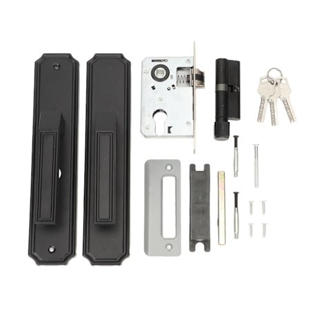 Dørhåndtag i aluminiumslegering, antioxidant, nem installation, lige håndtag med 3 nøgler til udskiftning