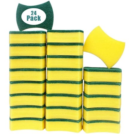 24-pak Køkkenrengøringssvampe Skuresvampe Ridsefri til Køkken Multifunktionelle Viskestykker til Pande, Garage