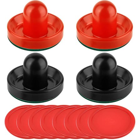 Air Hockey Thruster og Rød Air Hockey, Målhåndtag Ketsjer Udskiftningstilbehør til Spillebord (4 Strikers, 8 Hockey Puck)