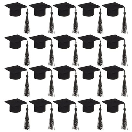 20 stk. Mini Bachelor Hat i filt med kvaster til festligheder, graduering, vinflasketop og gradueringsfestartikler (FMY)