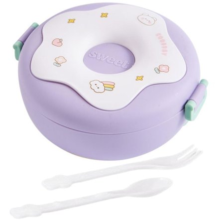 Söt Tecknad Munk 1000ml Matlåda Mikrovågsugnsbar Bento Behållare med Fack Studenter Tillbehör