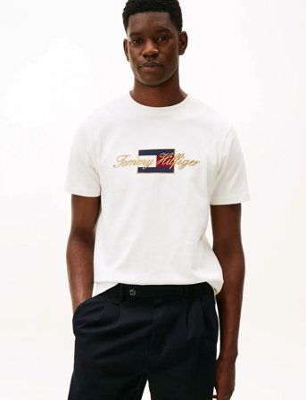 Tommy Hilfiger Icon Gold Tee - White - XXL
