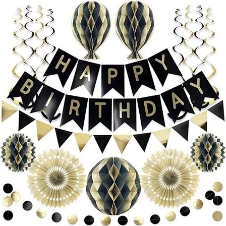 Fødselsdagsfest dekorationer med tillykke med fødselsdagen banner