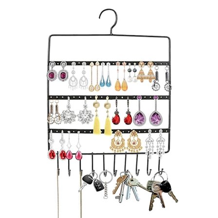 Metall smyckeshållare med 69 hål - Örhänge ställ - Smyckeshållare - Örhänge stativ - Smyckeställ - Svart - metall smyckeshållare - ea