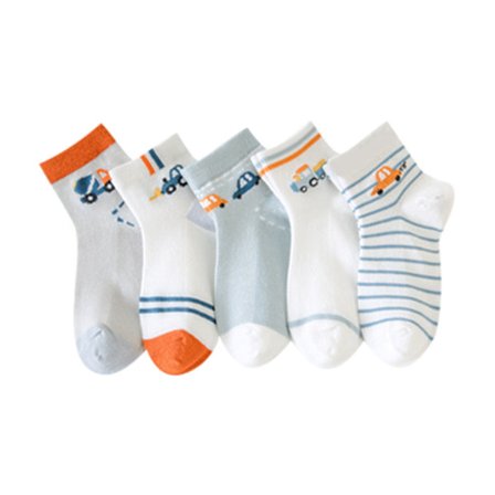 5 par baby unisex skridsikre bomulds sommer tegneseriesokker til drenge piger XL 9-12 år