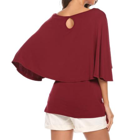Dam T-shirt Volanger Rund Halsad Kortärmad Casual Blus Topp,