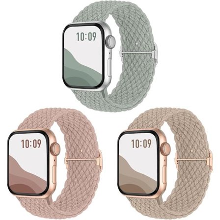 Anti-Slip Flettet Rem 3-pak Kompatibel med Apple Watch Remme, Justerbar Elastisk Udskiftningsrem til iWatch Ultra SE 9 8 7 6 5 4 3 2 1