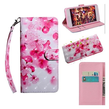 Sony Xperia 10 Plus mønstret læderetui - Fersken Træ