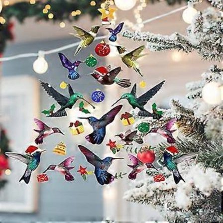 Kolibri Julepynt 2025 Akryl Fargerik Stabel Kolibrier Hjemmeinnredning Vinter Kolibri Stablet Juletrepynt Høytidsdekor