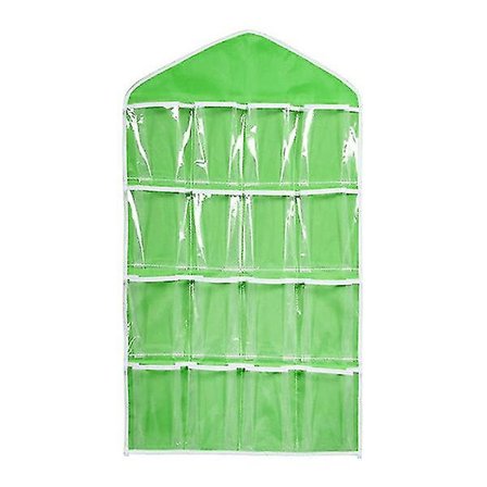 16 lommer klar over dør hængende taske skostativ bøjle undertøj sokker bh skab opbevaring ryddelig arrangør (grøn)