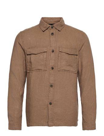 Miguel Linen Overshirt Brown Lexington Clothing