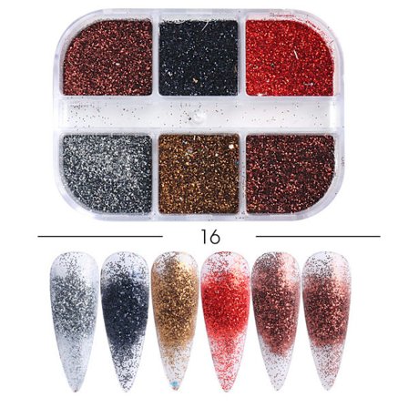 3 st Nail Glitter Magic Mirror Aurora Iridescent Puder Pärlpuder