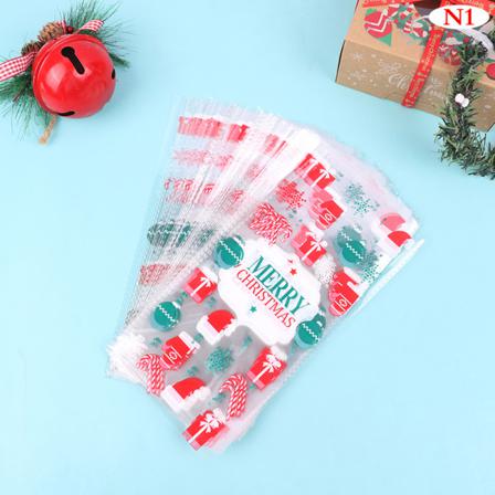 50st Julklappspåse Santa Tree Älg Snowman Bells Pvc Clear