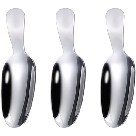 3 kpl ruostumattomasta teräksestä valmistettu jauholusikka, minimaustelusikka, teekauha, mittalusikka, keittiökauha ()
